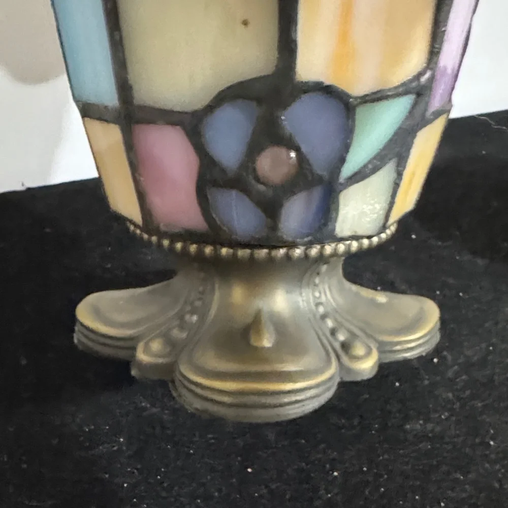 PartyLite Hydrangea Tiffany Style Stained Glass Votive Tea Light Candle Holder - Picture 8 of 9
